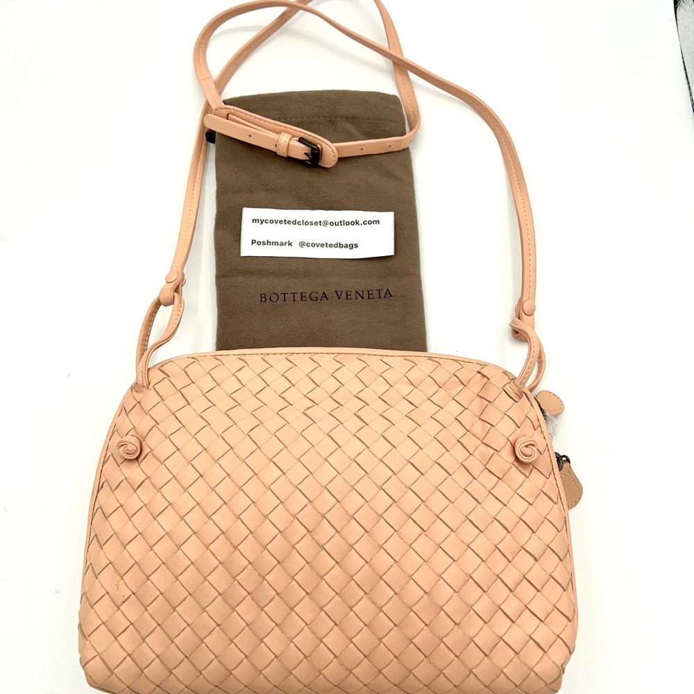 Bottega Veneta Women's Ballet Shoe Pink Woven Leather Crossbody Bag!